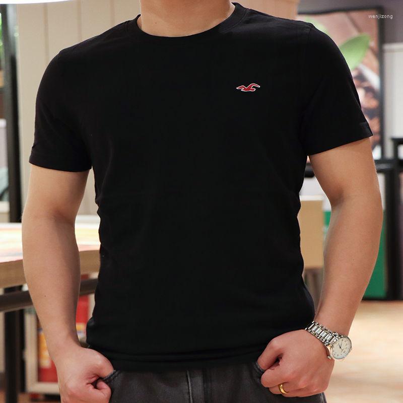 

Men' T Shirts Summer Seagull O-Neck Short Sleeved T-Shirt Hombre Cotton Casual Simple Classic Embroidery Tops Homme Tees, 1-2