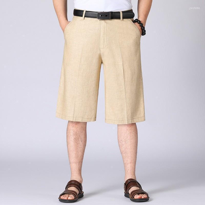 

Men's Shorts Men's Mens Summer Knee Length Linen Thin Zipper Casual Short Trousers Plus Size 42 Loose Fit Straight Bermuda