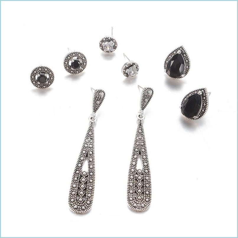 

Stud Stud 4 Pairs/Set Bohemia Vintage Geometric Round Earrings For Women Fashion Jewelry Accessories Earring Set Drop Delivery Dhb9P