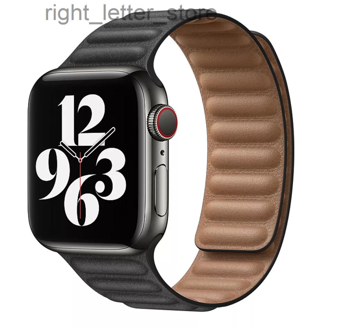 

Leather Link Strap For Apple Watch 7 6 5 4 SE band 45mm 40mm 44mm Original magnetic for iwatch series 3 42mm Replacement strap W229464980