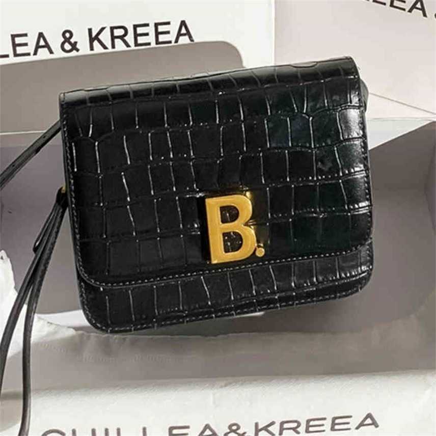 

Bags design minority Handbags Womens new versatile crocodile tofu box One Shoulder Messenger Bag Purses, Black crocodile