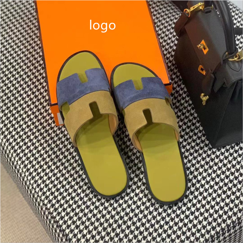 

Slippers Fashion Sandals 39-45 Luxury Designer Paris Embroidery Women's Slippers Summer Beach Stripe Casual Women's Dazzling, Pink