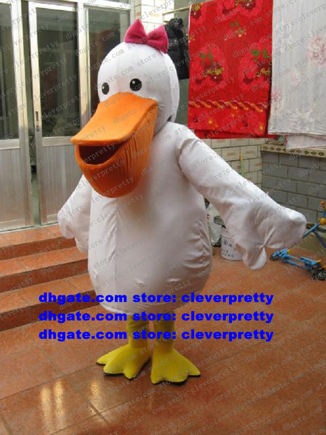 

White Pelican Bird Mascot Costume Adult Cartoon Character Outfit Suit Farewell Dinner Costumes Dressed As Mascots zx1535, As in photos