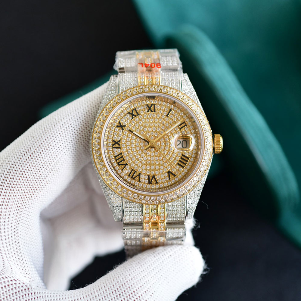 

Diamond Watches Mens Watch 41mm Automatic Mechanical WristWatch Sapphire Crystal 2824 Movement Steel Strap Shining Diamonds Set WristWatches Gift For Men, Color 2