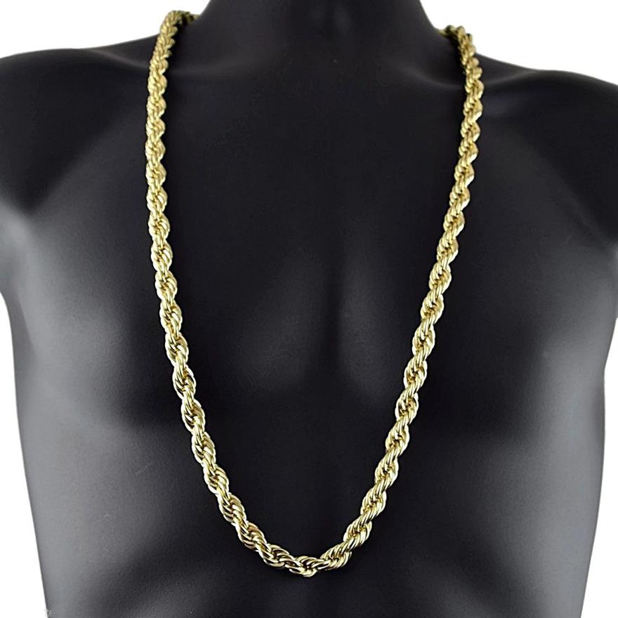 

8mm Thick 76cm Long Solid Rope ed Chain 24K Gold Silver Plated Hiphop ed Chain Necklace For mens1812