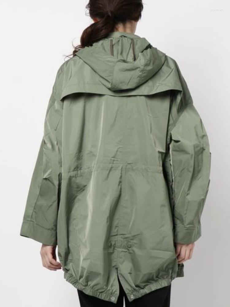 

Women's Trench Coats Women 2022 Spring Army Green Waterproof Hooded Jacket