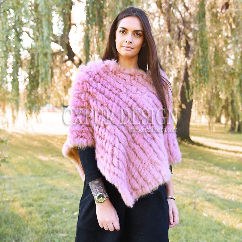 

Scarves CX-B-13A Knit Real Fur Shawl Stole Winter Ladies Poncho And Shawls