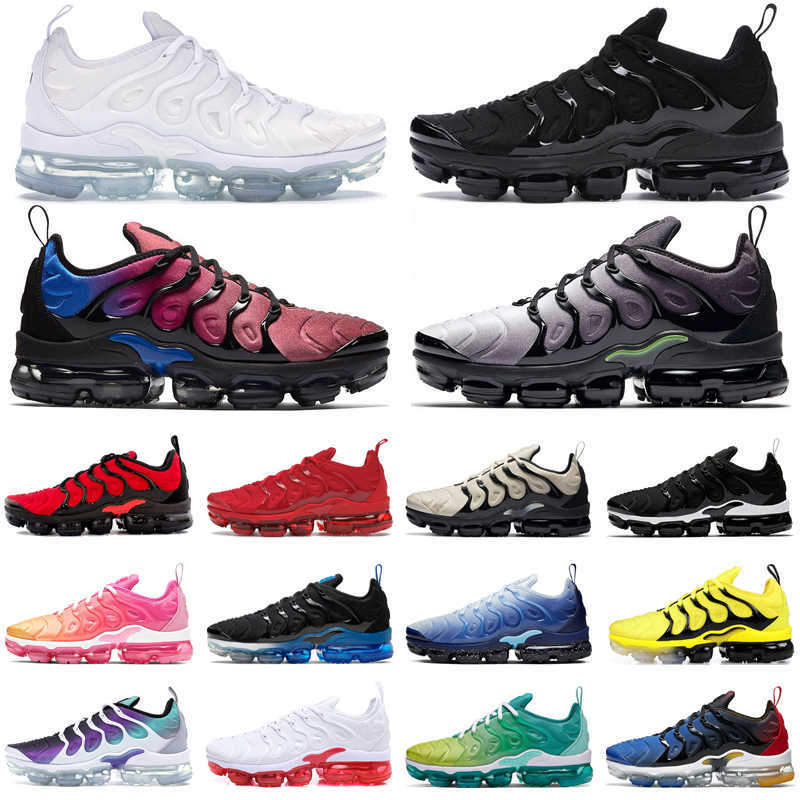 

tn plus running shoes mens trainers Triple Black White Pink Purple Laser Orange Aurora Green Bred outdoor sports sneakers size 36-47