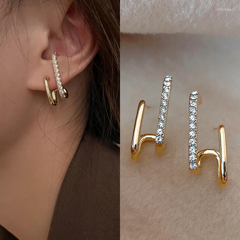 

Dangle Earrings 2022 Trendy Design Rhinestone U-Shaped Gold Color For Woman Korean Temperament Crystal Earings Party Jewelry Gifts