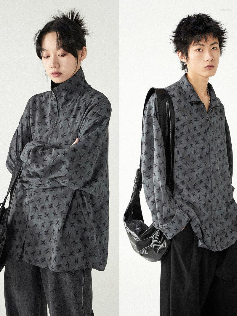 

Women's Jackets Zipper Jacket Jacquard Long-sleeved Shirt Casual Niche Design Chiffon Tops Tees Fashion High Streetwear 2022, Gray