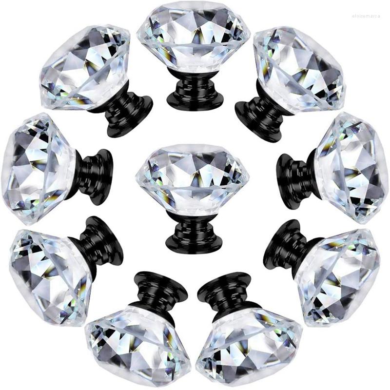 

Jewelry Pouches 10Pcs 30Mm Diamond Shape Crystal Glass Knobs Cupboard Drawer Pull Kitchen Cabinet Door Wardrobe Handles Hardware