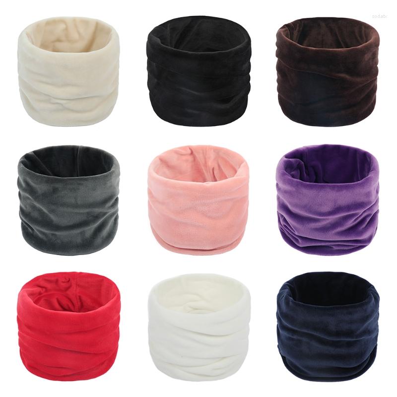 

Scarves Women Men Winter Pleuche Velvet Neck Warmer Gaiter Double Layer Thick Thermal Windproof Solid Color Ski Infinity Circle