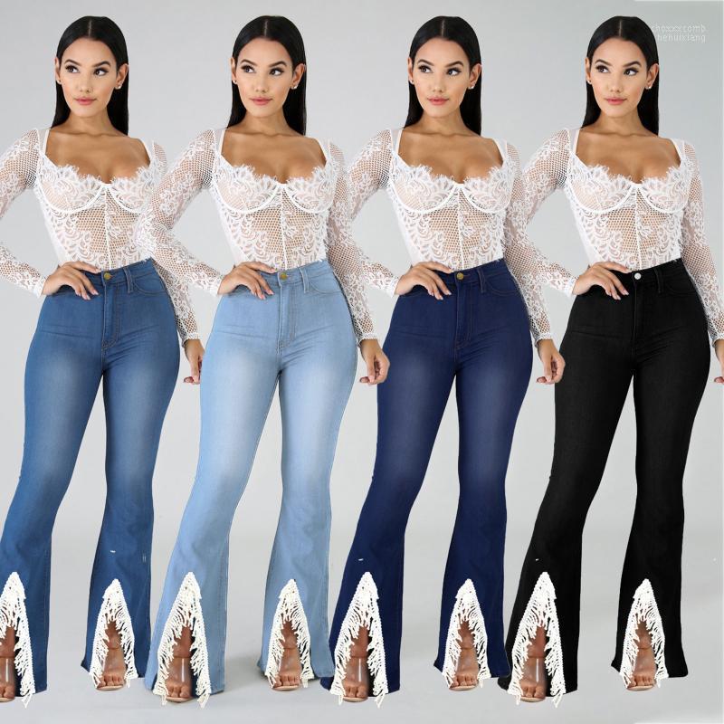 

Women' Pants Women' & Capris Flared Jeans Woman High Waist Denim Trousers For Female Vintage Clothes Fashion Black Full Length, White