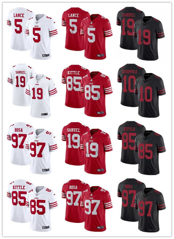 

Football Jerseys Men women Youth San Francisco''49ers''Jersey 5 Trey Lance 85 George Kittle 97 Nick Bosa 10 Jimmy Garoppolo 19 Deebo Samuel, Color