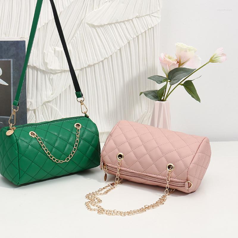 

Evening Bags 2022 Summer Casual Rhombus Chain Women's Bag Fashion All-match Messenger Shoulder Cylinder Ladies Handbag, Black