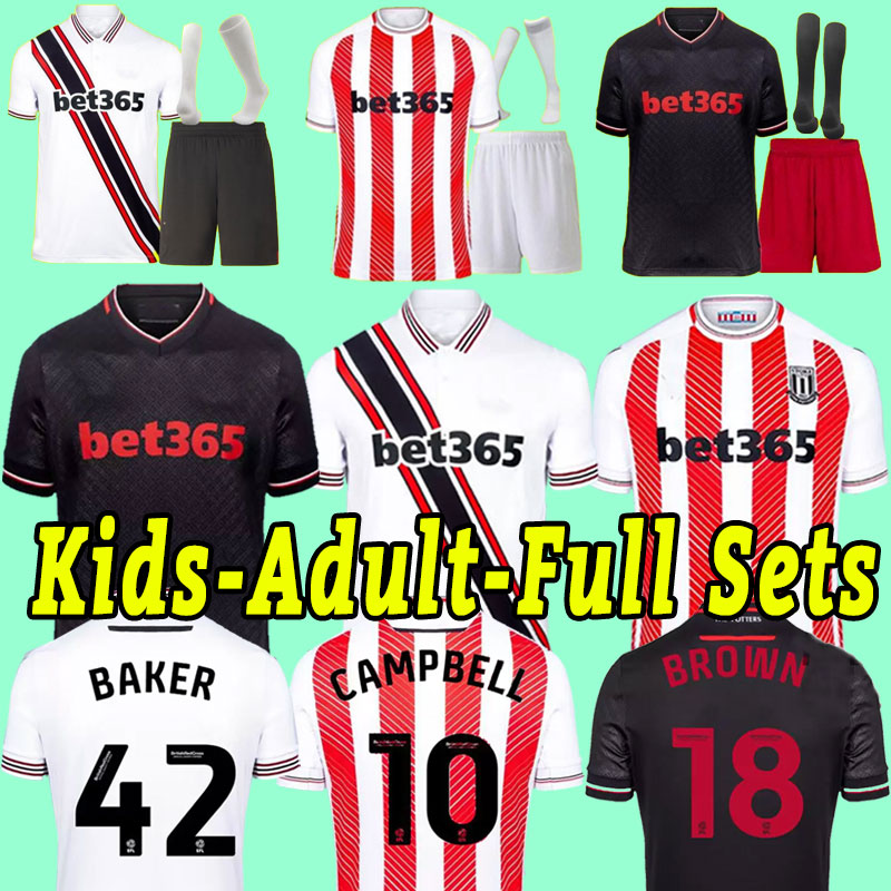 

22 23 Stoke City MIKEL CAMPBELL soccer jerseys away white SMITH FLETCHER POWELL BROWN CLUCAS home Kits 2022 2023 camiseta Baker men kids kit Football Shirts Uniforms, Away+patch