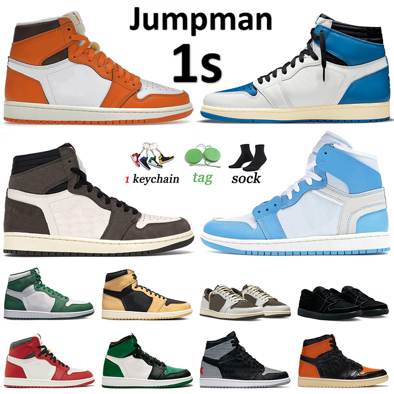 

High OG Basketball Shoes 1s Jumpman 1 Mens Women Trainers Starfish Fragment UNC University Blue Gorge Green Reverse Mocha Low Lost Found Men Sneakers Sports Size 36-46, A29 georgetown 36-46