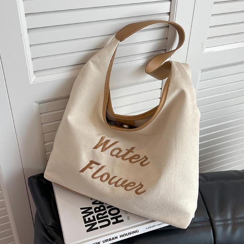 

Evening Bags Large Capacity Women Canvas Shoulder 2022 Female Casual Letters Tote College Girls All-match Shopping Handbags, Black