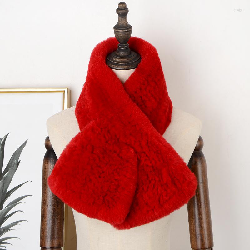 

Scarves Design Winter Genuine Rex Fur Scarf Handmade Women Ring Wraps Street Fashion