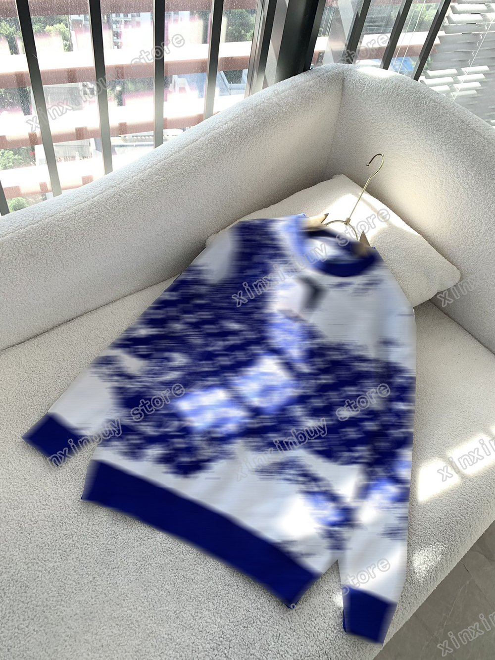 

xinxinbuy Men designer Hoodie sweater Milan tie dye Jacquard Knitted wool fabric Paris women black white gray S-2XL, 01