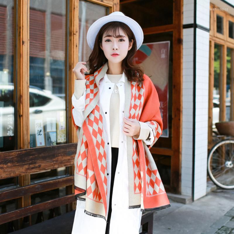 

Scarves Mingjiebihuo Fashion Autumn Winter Comfortable Tassel Long Scarf Wild Warm Plaid Women Girls Cute Thick