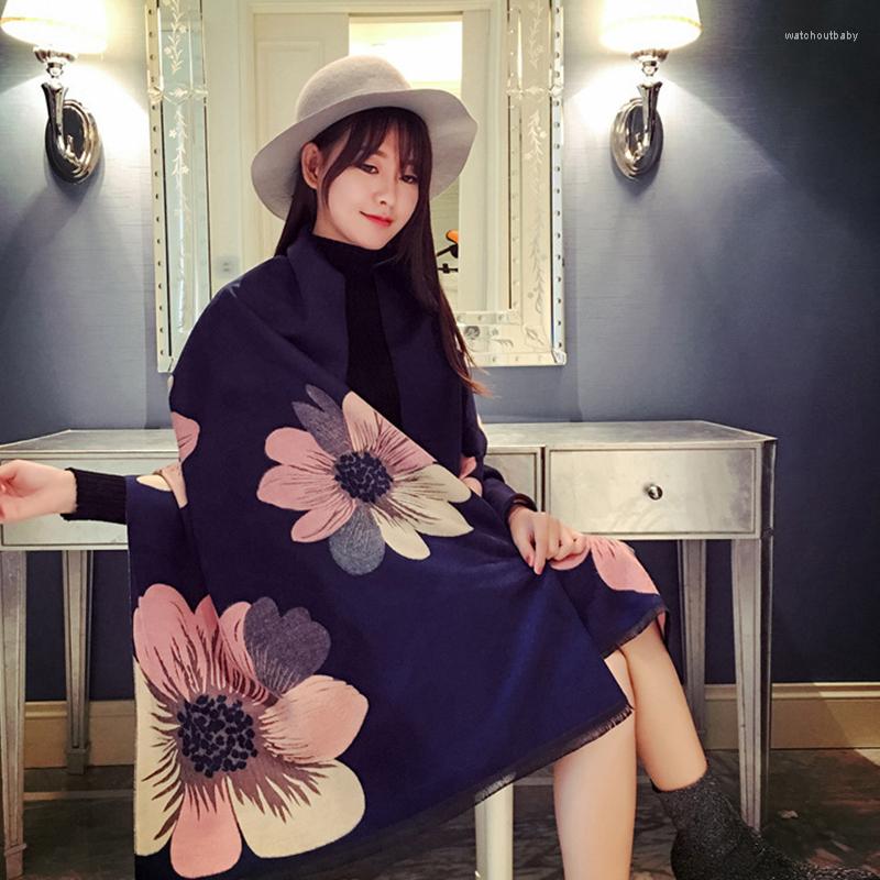 

Scarves Fashion Imitation Cashmere Women Vintage Floral Scarf Winter Warm Shawl Long Wrap Bandana Soft Casual Wild Female Thick Blanket