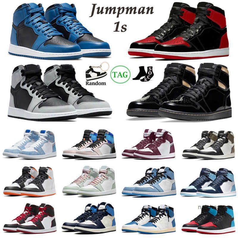 

Hotsale 1s High Og Basketball Shoes Men Women Jumpman 1 Dark Marina Blue Bred Patent Bordeaux Hyper Royal Dark Mocha Pine Green Jordon