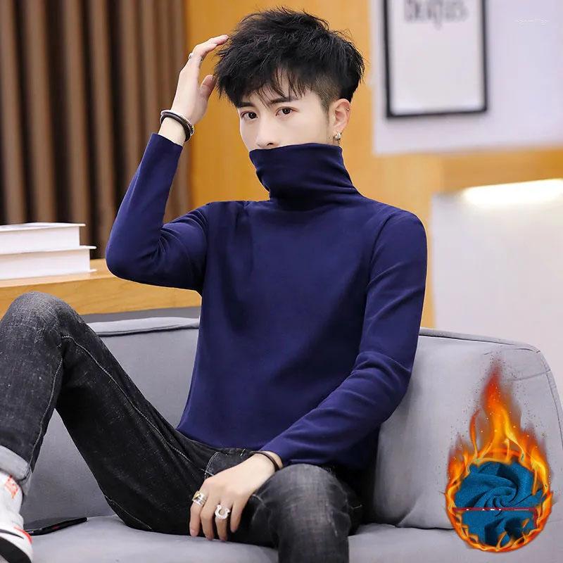 

Men's Sweaters 2022 Autumn Winter Turtleneck Sweater Men Thick Warm Slim Fit Solid Color Pullover Knitted Male Long Sleeve Top F509, Dark gray