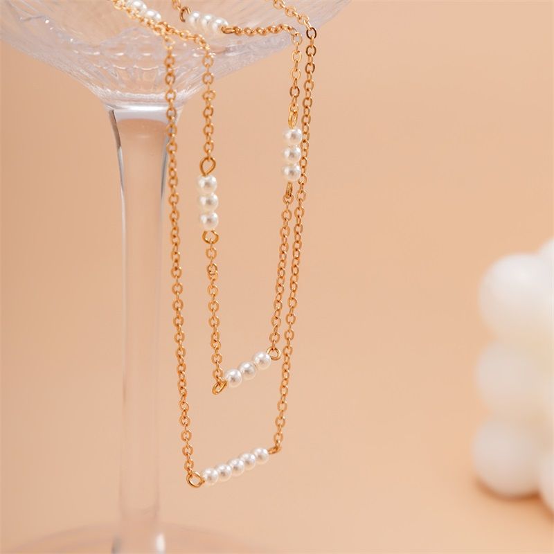 

Necklaces Bracelet designer jewelry Multi-layer thin chain metal necklace female temperament imitation pearl necklace