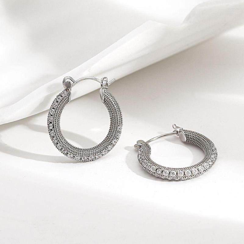 

Hoop Earrings Flashbuy Trendy Micro Inlaid Zircon For Women Temperament Simple Silver Color Round Jewelry Teen Gift