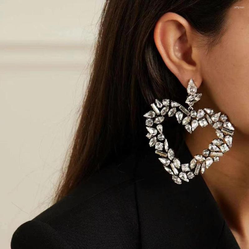 

Dangle Earrings Fashion Metal Rhinestone Heart Women Exaggerated Luxury Earring Glamour Banquet Jewelry Accessories