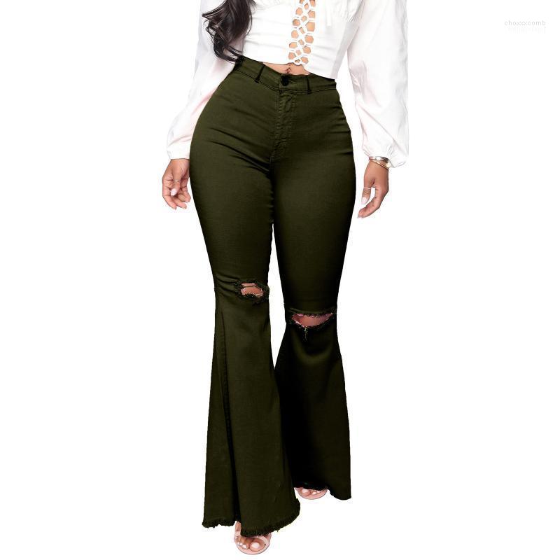 

Women' Pants Women' & Capris Flare Jeans Pant Women Vintage Denim Ladies High Waist Fashion Stretch Pocket Trousers Plus Size Hole, Black