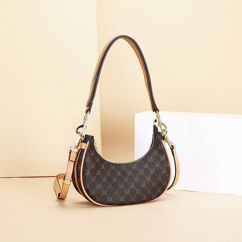 

Leather Designer Bags Celinns Luxury Handbag Brand French Bag Same Triomphe Moon Armpit High Quality Fashion Shouulderbag, Brown2