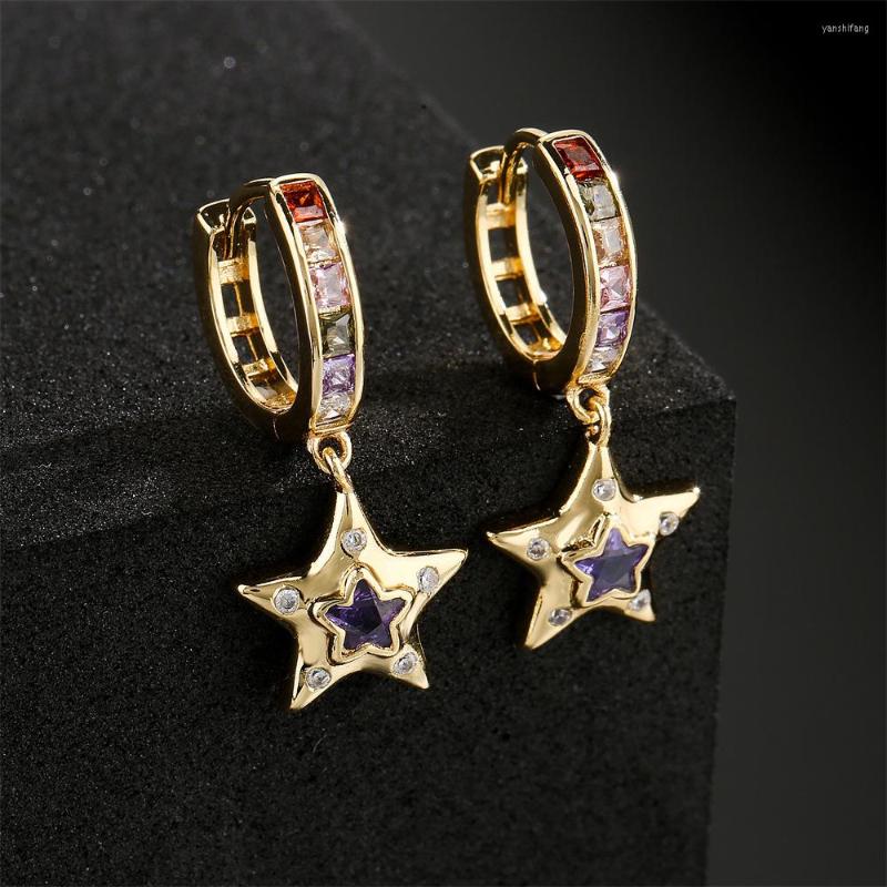 

Dangle Earrings Selling Niche Design Light Luxury Zircon 18K Copper Plated Geometric For Women 2022