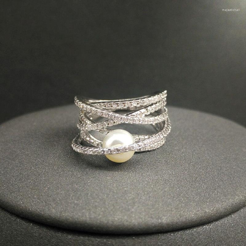 

Cluster Rings S925 Sterling Silver Ring September Product Multi-circle Interior Pearl Female Classic Moroccan Jewelry