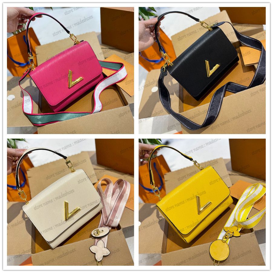 

2022 TWIST MM Designer Women Shouder Bag With Wide Gradient Colors Strap Twist-lock Luxurys Handbag Epi Grained Leather Wallet Purse