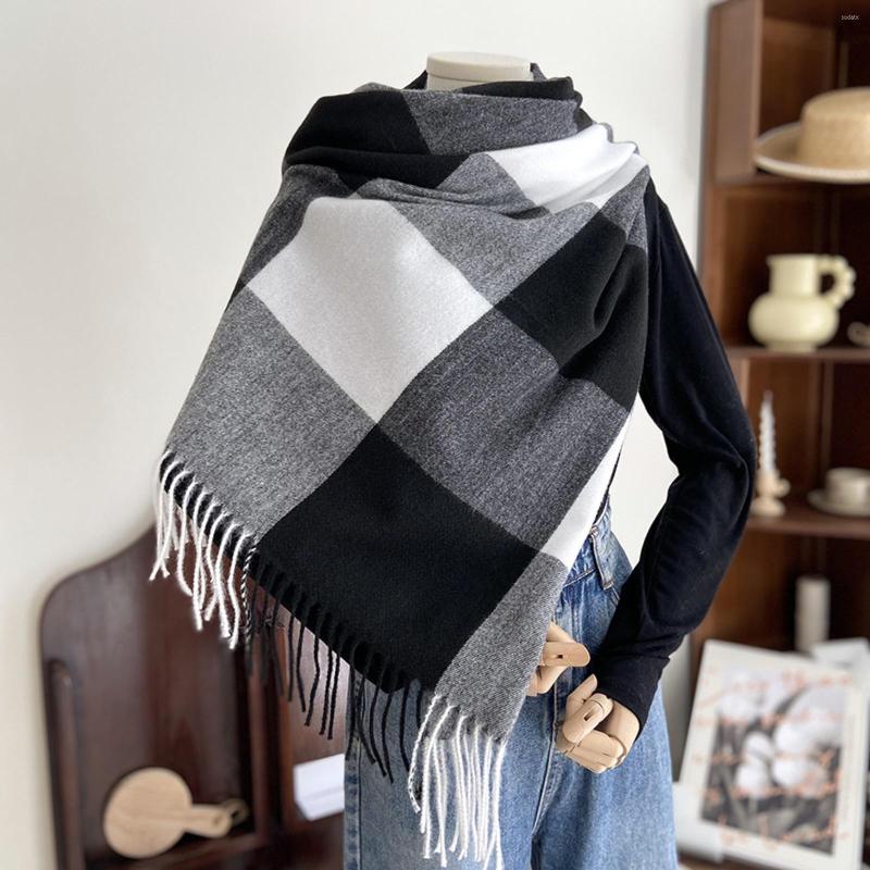 

Scarves Plaid Scarf Women Autumn Winter Classic Warm Soft Large Blanket Wrap Shawl Thick Foulard Tassel Wraps