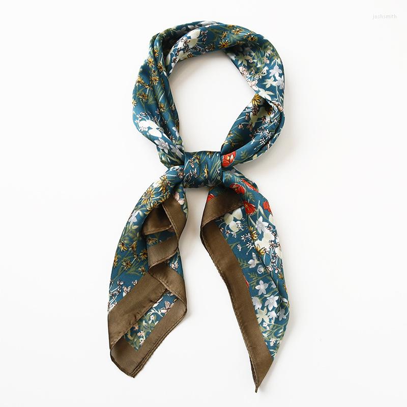 

Scarves Yishine 70x70CM 2 Colors Women Polyester Silk Scarf Dots Flower Shivering Prints Summer Satin Long Wraps Rhombic Shawl