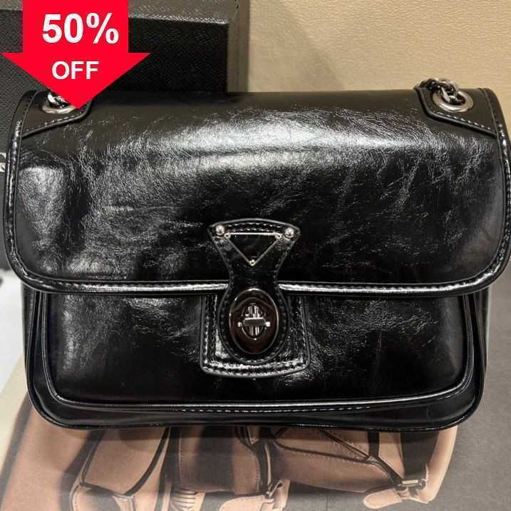 

Women's Luxury Designer Shoulder Bag Fashion niche Cross Messenger Versatile 2 vintage double chain underarm shoulder bag factory direct sale, Black