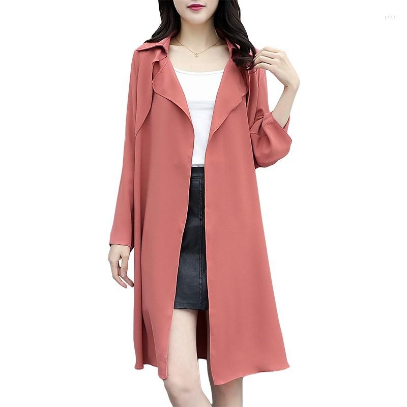 

Women's Trench Coats 2022 Style Elegant Casual Korean Plus Size Coat Women Long Sobretudo Feminino Chamarras De Mujer Abrigos, Black