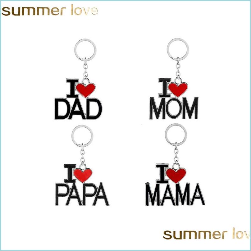

Key Rings Fashion Family Dad Mom Keychain Accessories Letter Red Heart Love Key Chains Rings Jewelry For Mother Father Valentine S G Dhdkz