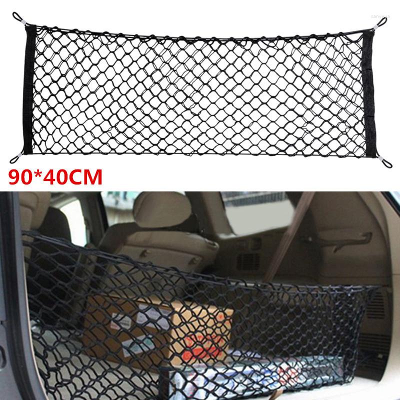 

Car Organizer Universal Trunk Rear Storage Cargo Luggage Nylon Elastic Mesh 90x40 CM Net Holder With 4 Plastic Hooks Pocket