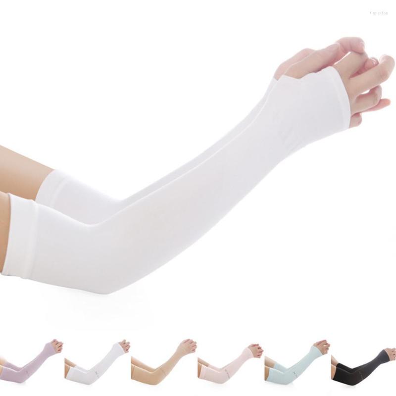 

Knee Pads HobbyLane Men Women Summer Sunscreen Arm Sleeve Anti-UV Cooling For Cycling Sports, With thumb pink
