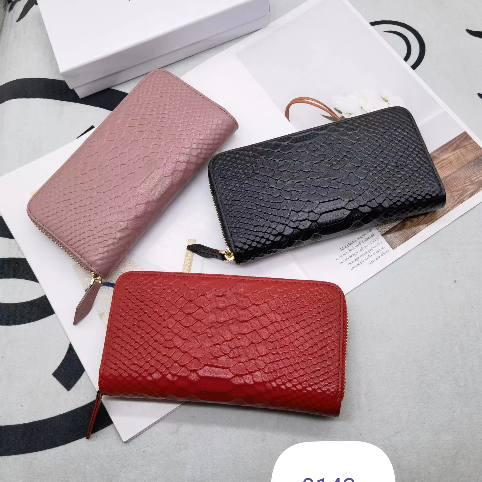 

Luxury Designer Women's Wallet Zipper Card Bag Money Bag Leather Handbag 9143, Pink