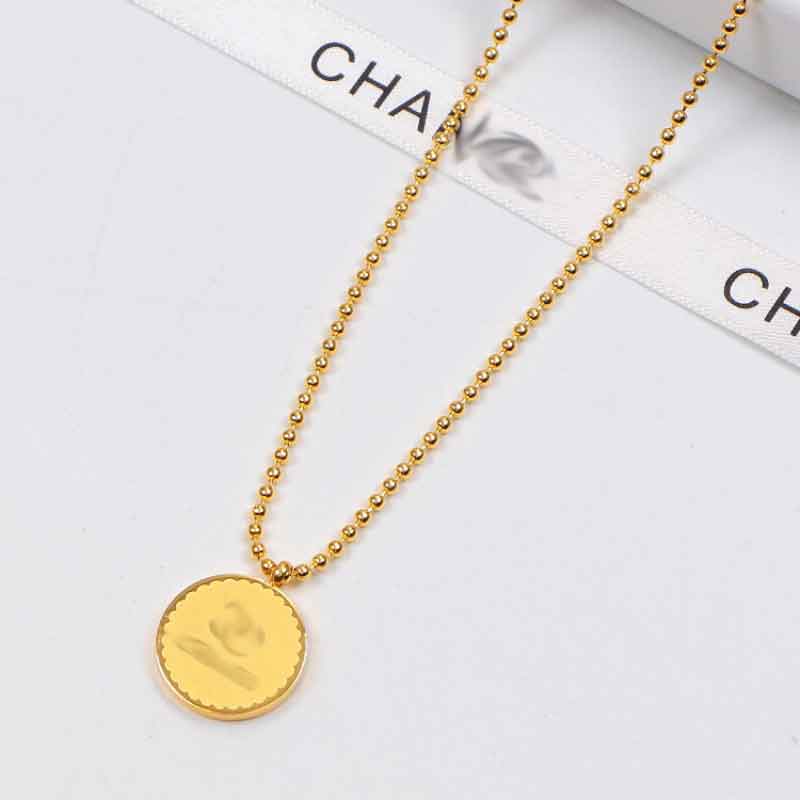 10-year factory wholesale fashion 316L stainless steel round tag round bead necklace suitable for love couples gifts with dust bag