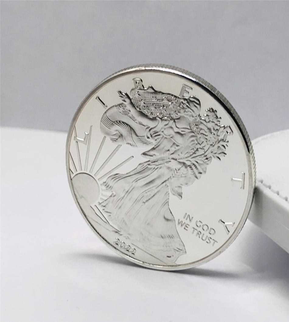 

10 Pcs Non Magneitc 2022 American Eagle Metal Craft dom Silver Plated 1 OZ Collectible Home Decoration Art Commorative Coin9593114