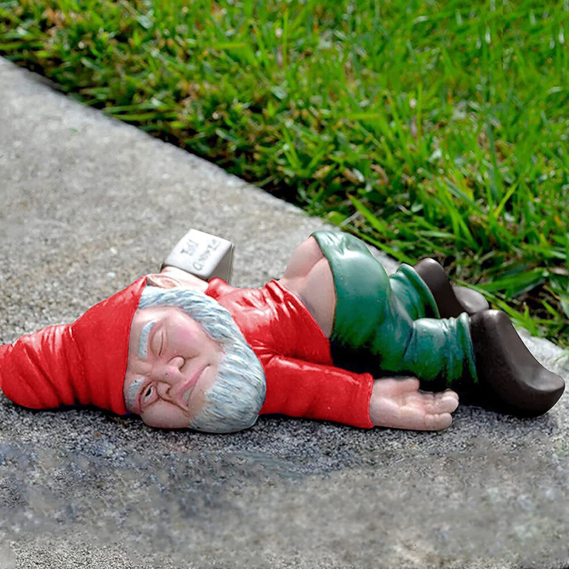 

Garden Decorations Drunk Dwarf Gnome Statues Creative Statue Resin Sculpture Patio Lawn Decor 221111