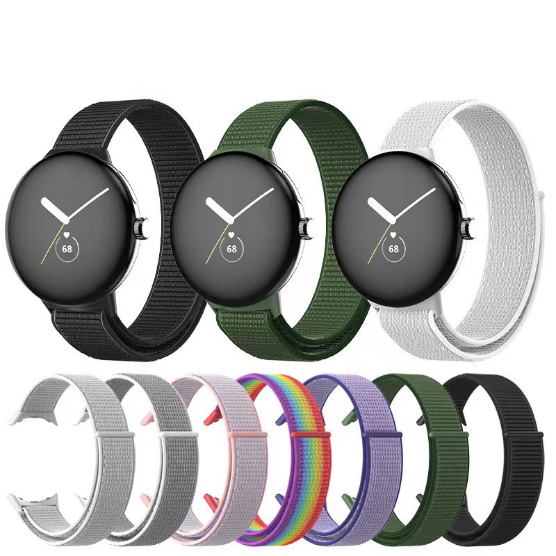 

Nylon Sports Wrist Loop Band Strap for Google Pixel Watch Curved End Bracelet