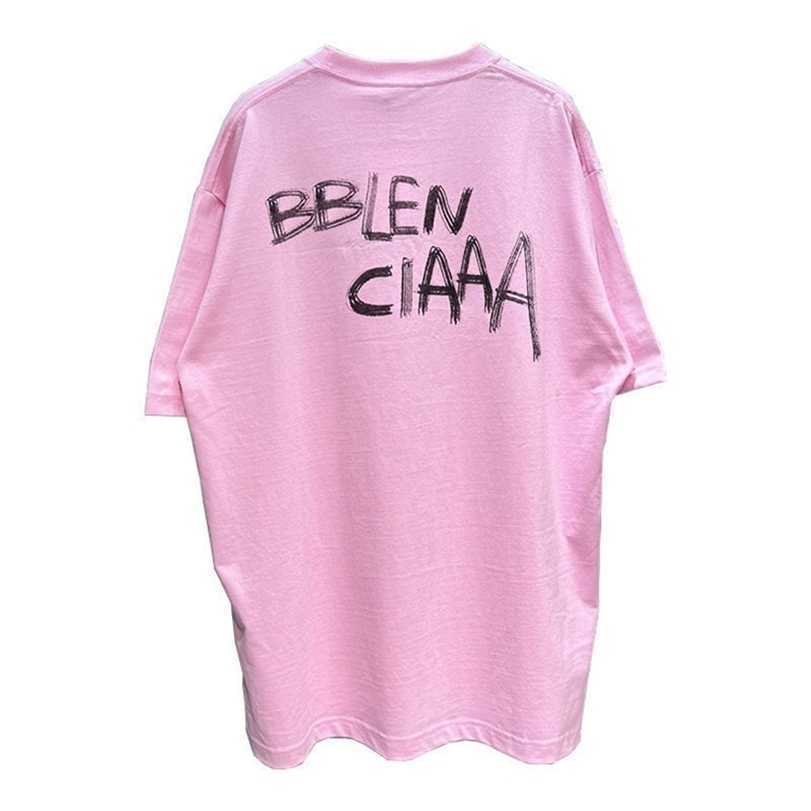 

Designer Tee Men Tshirts Balencaigass 22 summer new front and back initials graffiti letter B family short sleeve tshirt mens trend loose sh, White