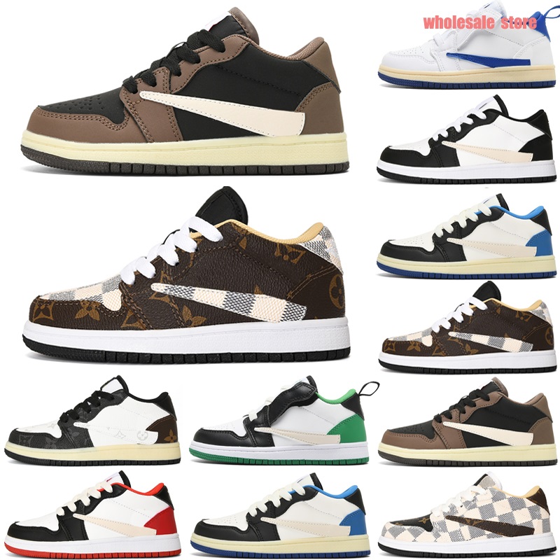 

2022 Authentic Jumpman Basketball Shoes Travis Scotts X 1 High OG TS SP Kids Low Shoe Military Blue 1S Sail Black Shy Pink Women Outdoor sneakers, Color 3